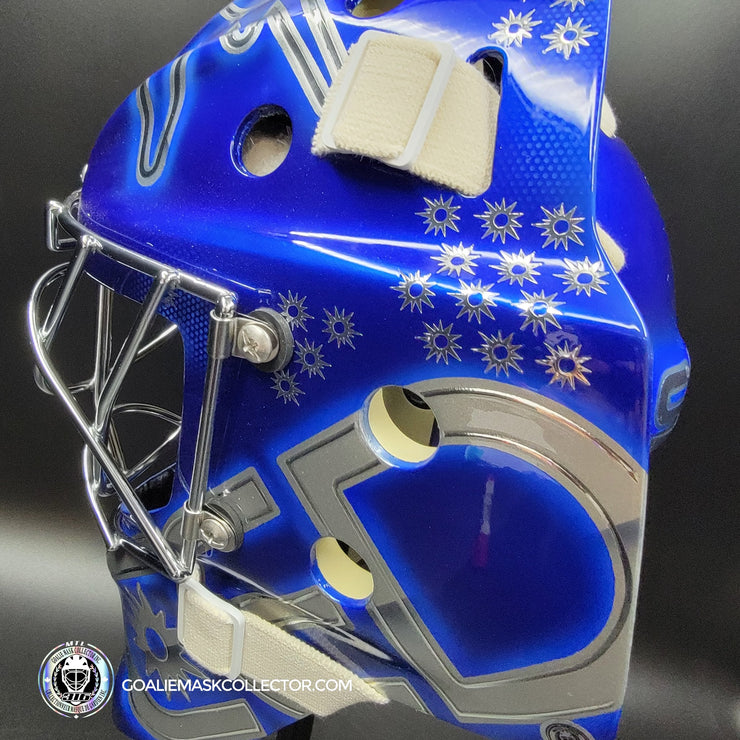 Custom Painted Goalie Mask: CED Corporate Business Logo