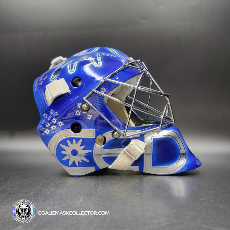 Custom Painted Goalie Mask: CED Corporate Business Logo