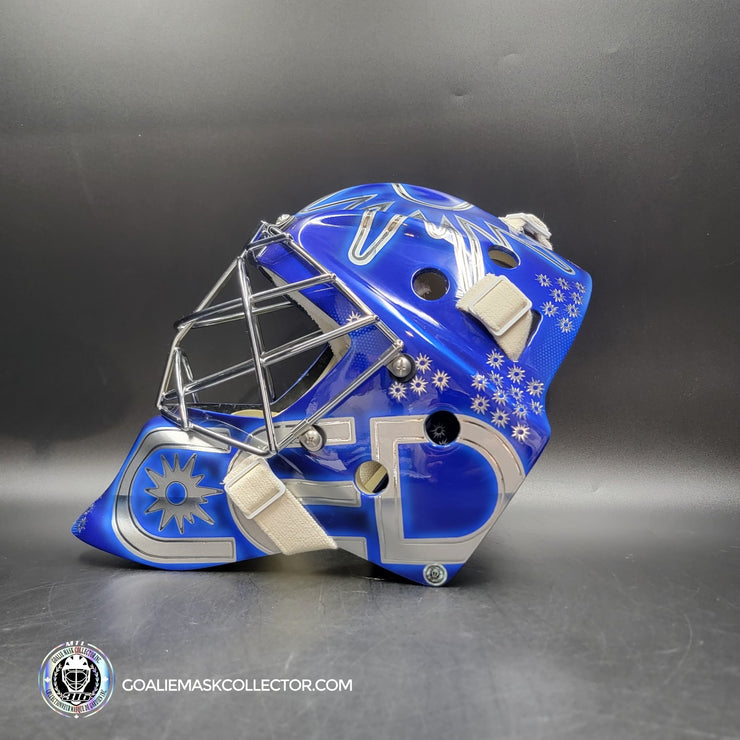 Custom Painted Goalie Mask: CED Corporate Business Logo