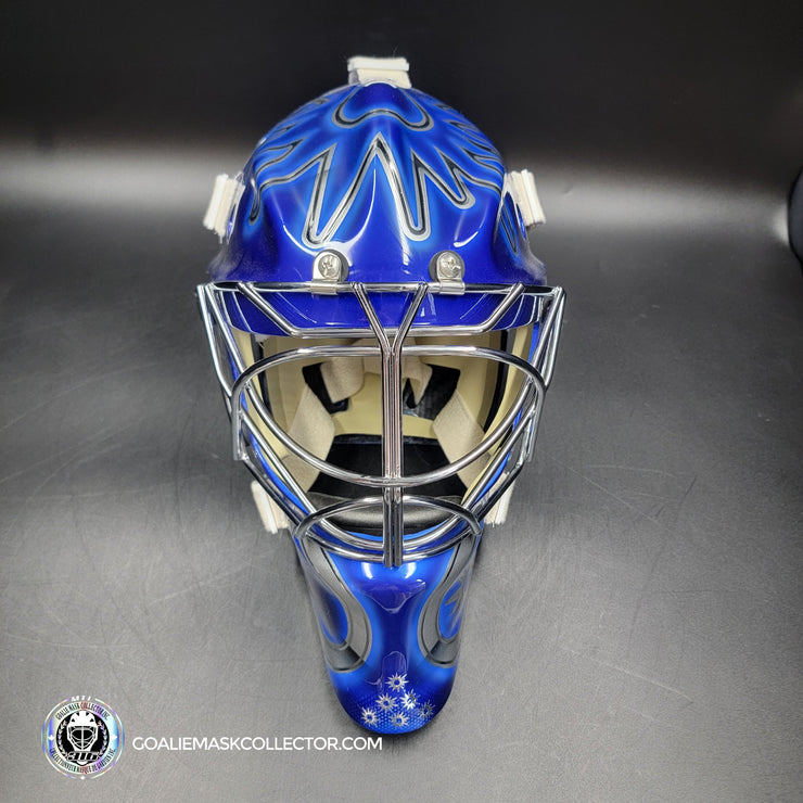 Custom Painted Goalie Mask: CED Corporate Business Logo