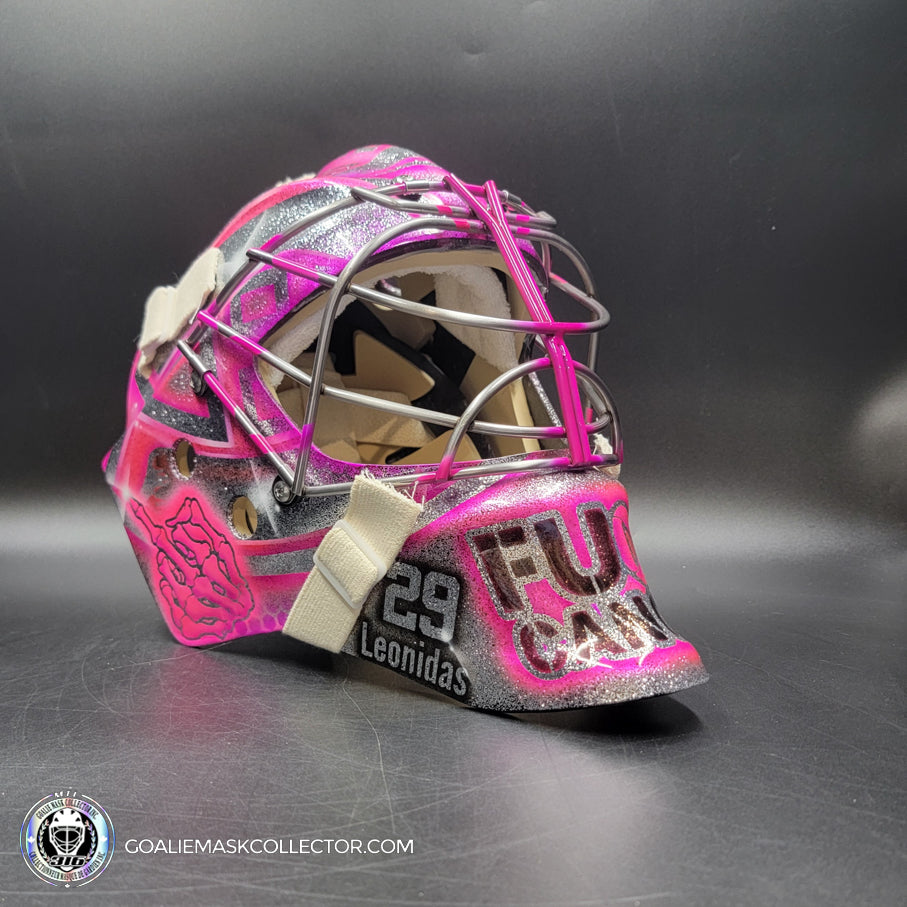 Carey Price Inspired Goalie Mask V2 "F'ck Cancer" Pink Glitter Tribute. Goalie Mask Collector.