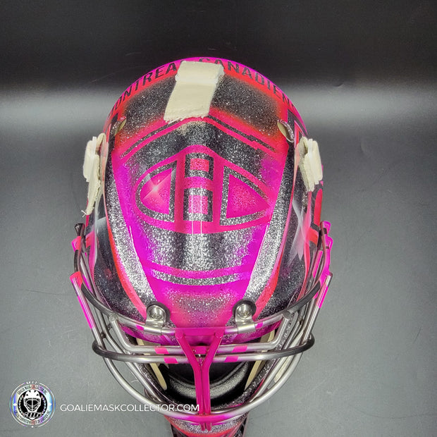 Custom Painted Goalie Mask: Carey Price Inspired Goalie Mask V2 "F'ck Cancer" Pink Glitter Tribute