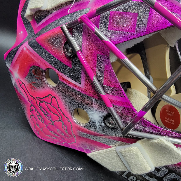 Custom Painted Goalie Mask: Carey Price Inspired Goalie Mask V2 "F'ck Cancer" Pink Glitter Tribute