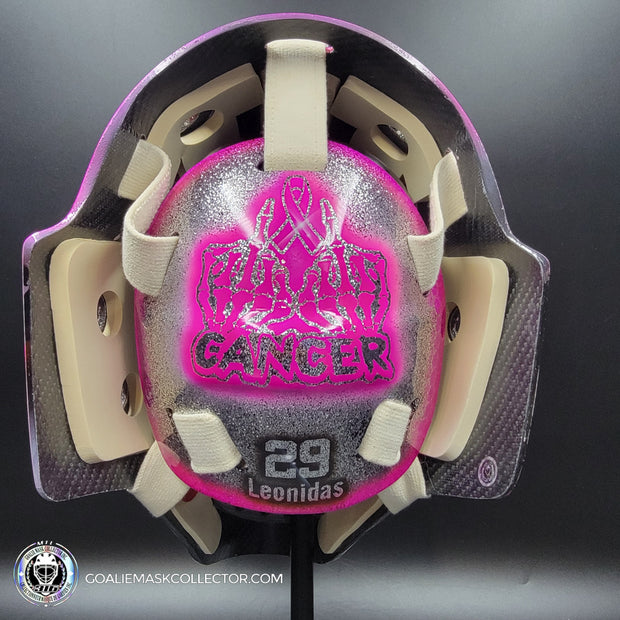 Custom Painted Goalie Mask: Carey Price Inspired Goalie Mask V2 "F'ck Cancer" Pink Glitter Tribute