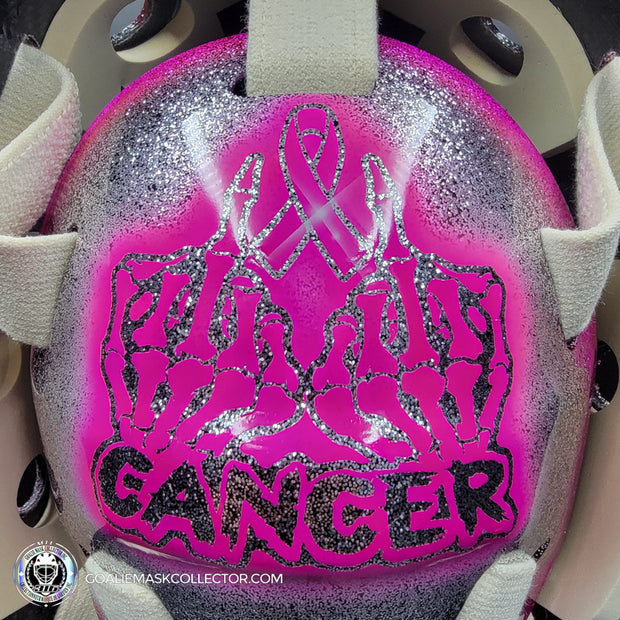 Custom Painted Goalie Mask: Carey Price Inspired Goalie Mask V2 "F'ck Cancer" Pink Glitter Tribute