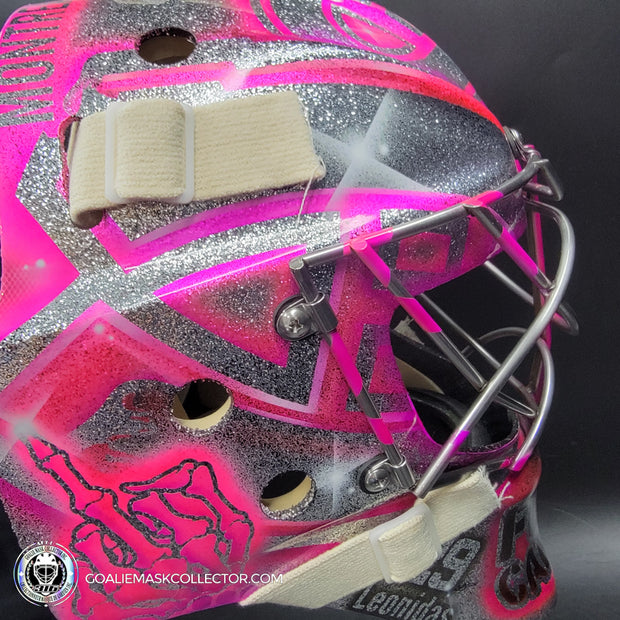 Custom Painted Goalie Mask: Carey Price Inspired Goalie Mask V2 "F'ck Cancer" Pink Glitter Tribute