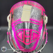 Custom Painted Goalie Mask: Carey Price Inspired Goalie Mask V2 "F'ck Cancer" Pink Glitter Tribute