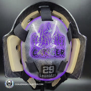 Custom Painted Goalie Mask: Carey Price Inspired Goalie Mask V3 "F'ck Cancer" Purple Panthers Glitter Tribute
