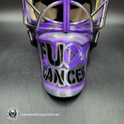 Custom Painted Goalie Mask: Carey Price Inspired Goalie Mask V3 "F'ck Cancer" Purple Panthers Glitter Tribute
