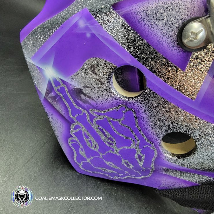 Custom Painted Goalie Mask: Carey Price Inspired Goalie Mask V3 "F'ck Cancer" Purple Panthers Glitter Tribute