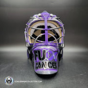 Custom Painted Goalie Mask: Carey Price Inspired Goalie Mask V3 "F'ck Cancer" Purple Panthers Glitter Tribute