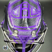 Custom Painted Goalie Mask: Carey Price Inspired Goalie Mask V3 "F'ck Cancer" Purple Panthers Glitter Tribute