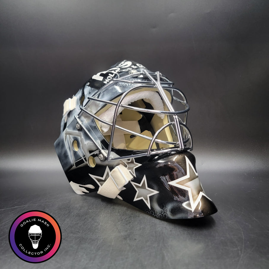 Custom Painted Goalie Mask: Hostile Holdings Corporate Logo