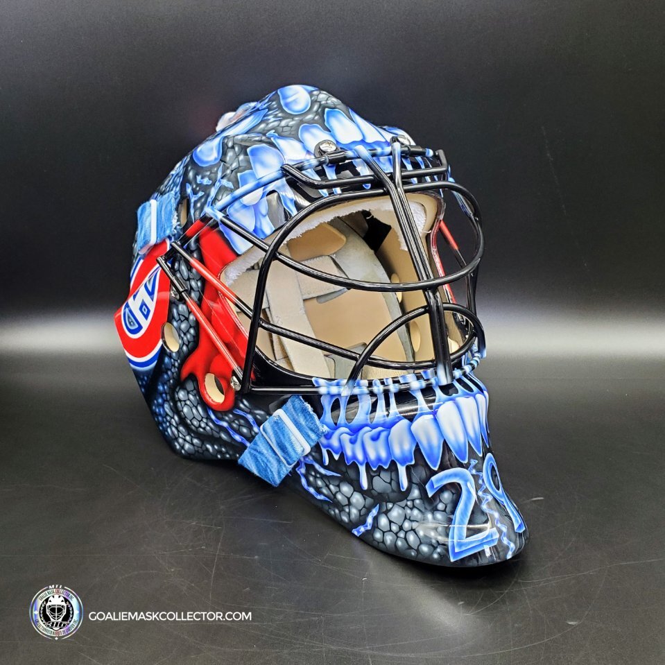 Custom Painted Goalie Mask: Jacob Markstrom Inspired Goalie Mask Unsigned "Lava Skull" Montreal Canadiens