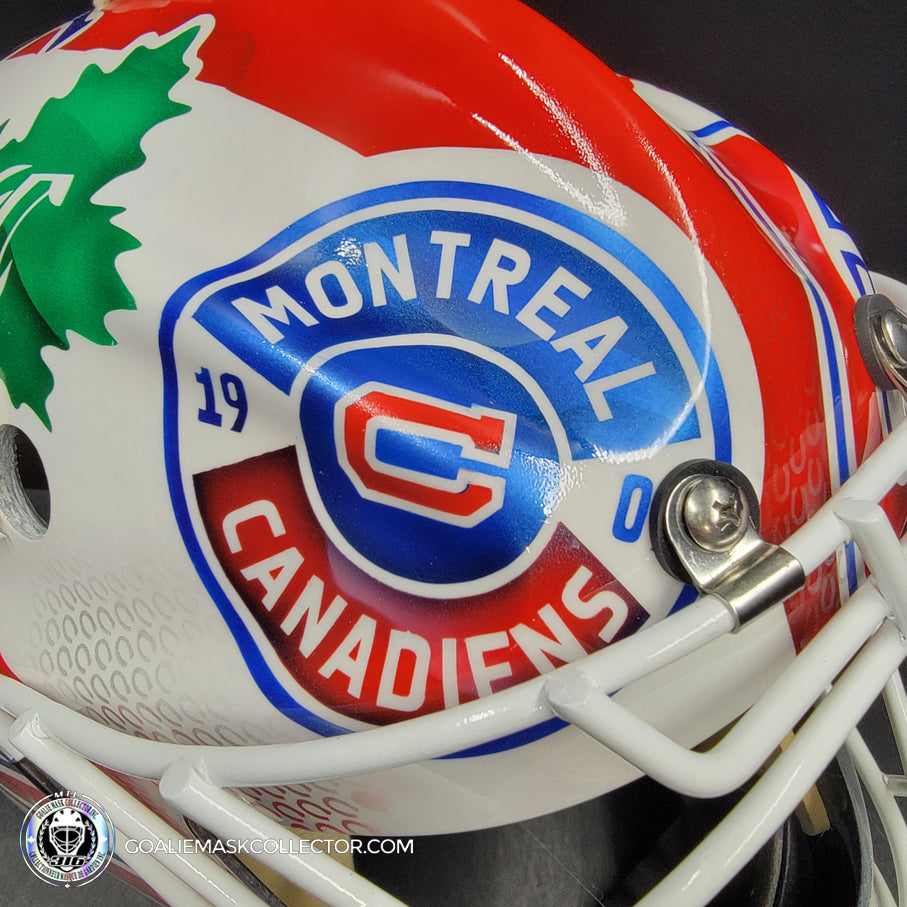 custom football helmets canada Custom Painted Goalie Mask: Montreal Canadiens All Historical Logos – Goalie Mask Collector
