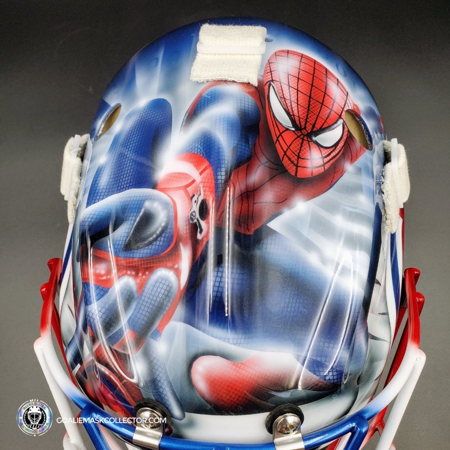 custom spiderman motorcycle helmet Custom Painted Goalie Mask: Peter Budaj Goalie Mask Unsigned Spiderman –  Goalie Mask Collector
