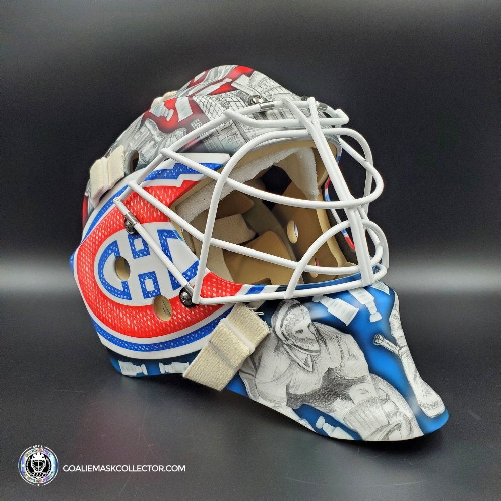 Custom Painted Goalie Mask: Philipp Grubauer Goalie Mask Unsigned Montreal Canadiens History 2023 Seattle Inspired Tribute