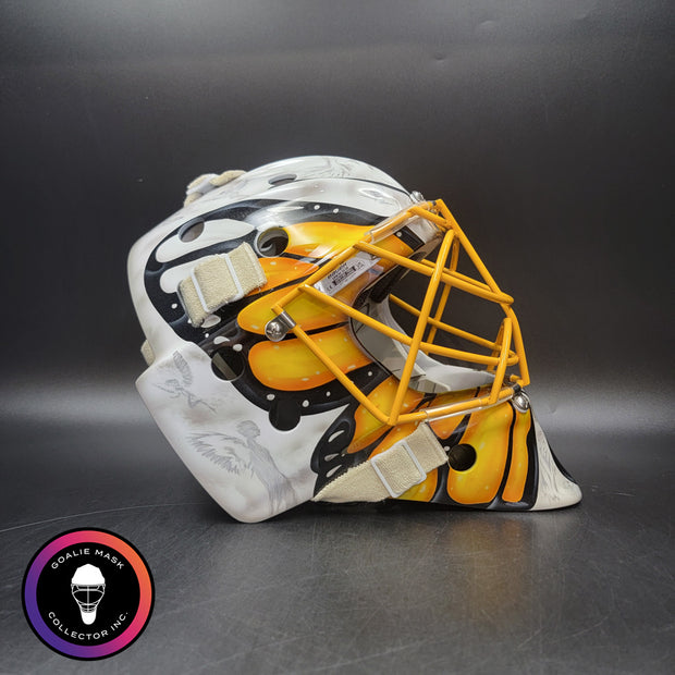 Custom Painted Goalie Mask: Butterfly & Angels Tribute to Loved One