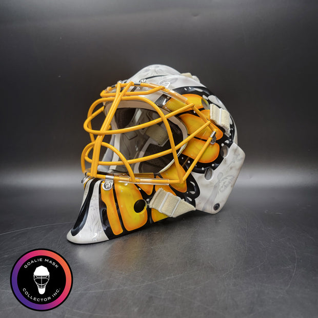 Custom Painted Goalie Mask: Butterfly & Angels Tribute to Loved One