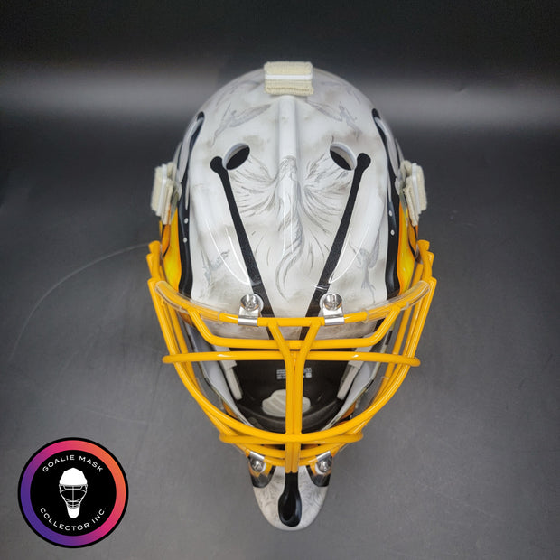 Custom Painted Goalie Mask: Butterfly & Angels Tribute to Loved One