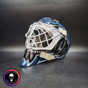 Custom Painted Goalie Mask: Felix Potvin Modernized with Silver Touches & Custom Grill