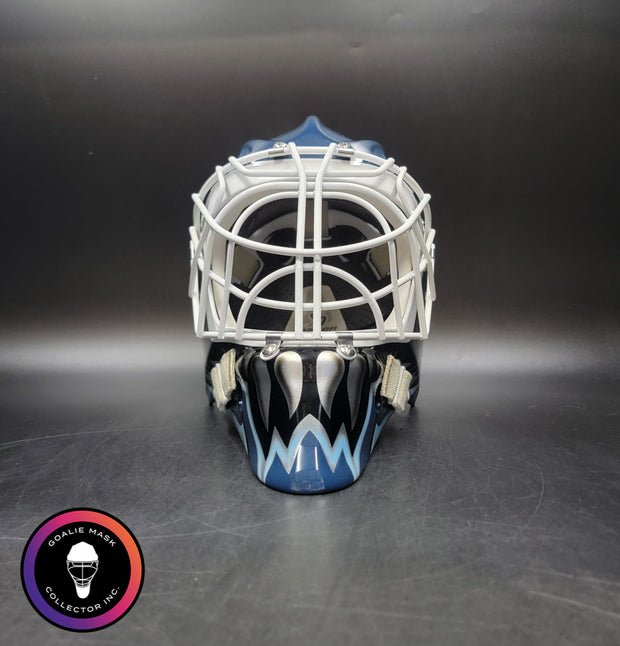 Custom Painted Goalie Mask: Felix Potvin Modernized with Silver Touches & Custom Grill