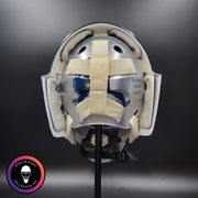 Custom Painted Goalie Mask: Felix Potvin Modernized with Silver Touches & Custom Grill