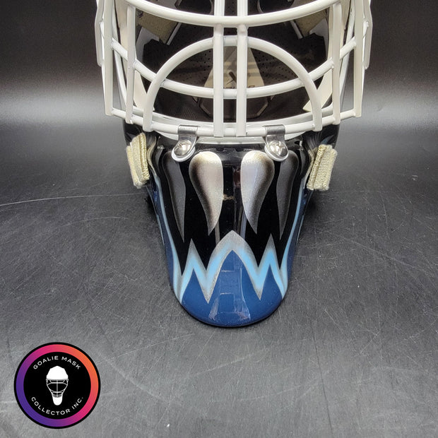 Custom Painted Goalie Mask: Felix Potvin Modernized with Silver Touches & Custom Grill