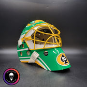 Custom Painted Goalie Mask: Patrick Roy GREEN Tribute with Custom Add-Ons