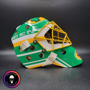 Custom Painted Goalie Mask: Patrick Roy GREEN Tribute with Custom Add-Ons