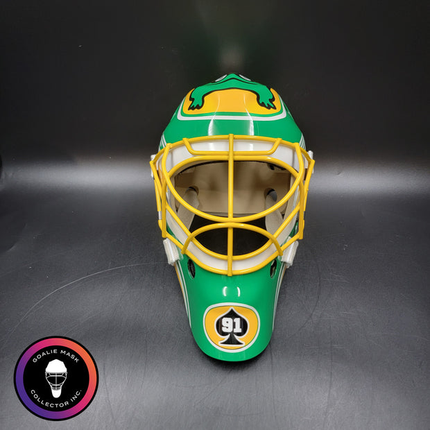 Custom Painted Goalie Mask: Patrick Roy GREEN Tribute with Custom Add-Ons