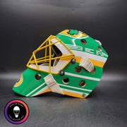 Custom Painted Goalie Mask: Patrick Roy GREEN Tribute with Custom Add-Ons
