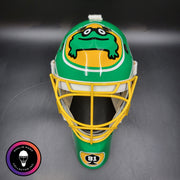 Custom Painted Goalie Mask: Patrick Roy GREEN Tribute with Custom Add-Ons
