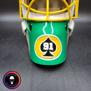 Custom Painted Goalie Mask: Patrick Roy GREEN Tribute with Custom Add-Ons