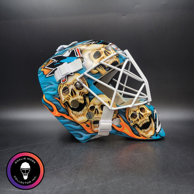 Custom Painted Goalie Mask: Skulls & Sharks
