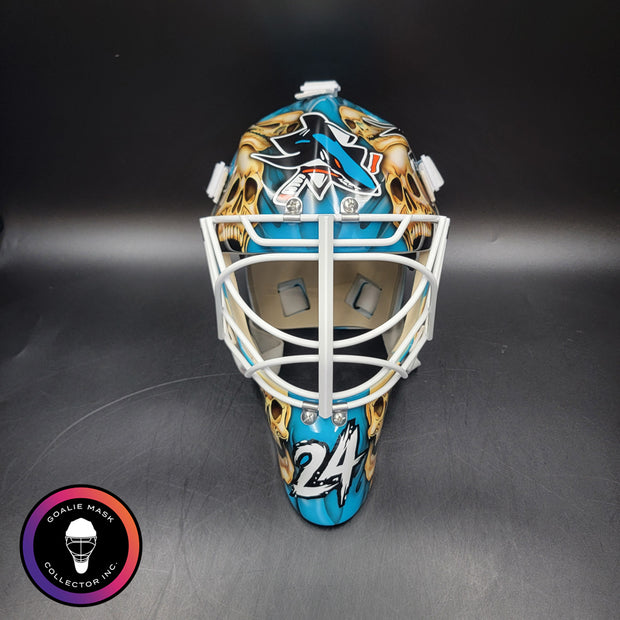 Custom Painted Goalie Mask: Skulls & Sharks