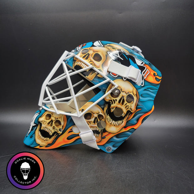 Custom Painted Goalie Mask: Skulls & Sharks