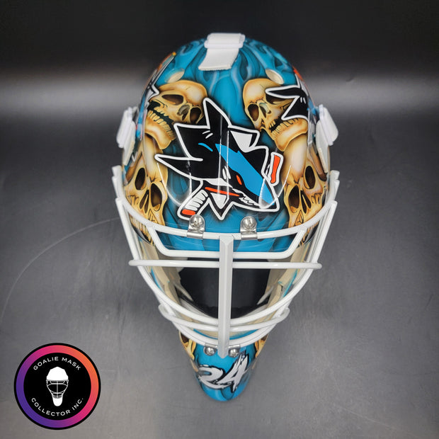Custom Painted Goalie Mask: Skulls & Sharks