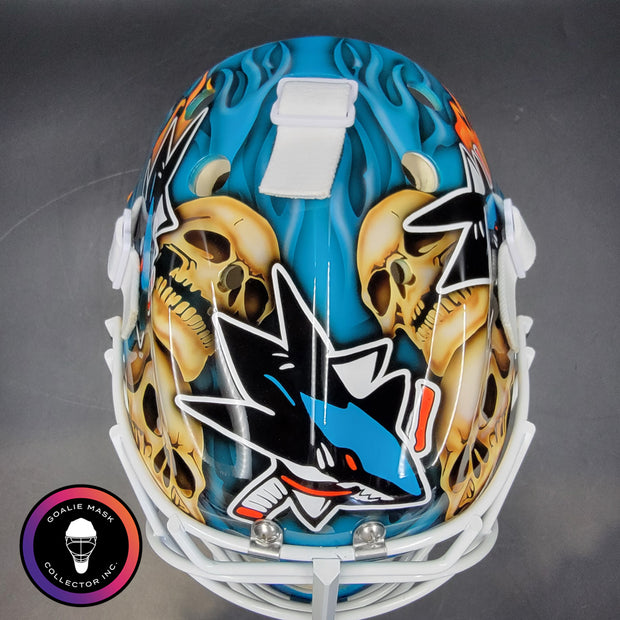 Custom Painted Goalie Mask: Skulls & Sharks