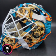 Custom Painted Goalie Mask: Skulls & Sharks
