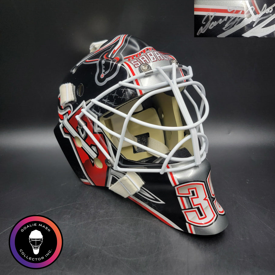 Dominik Hasek Signed Goalie Mask Buffalo Modern Black & Red LEGACY EDITION Signature Edition Tribute