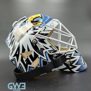Ed Belfour Goalie Mask Game Issued Toronto 2005-06 Maple Leafs Painted on Warwick by Armor Graphics AS-03397