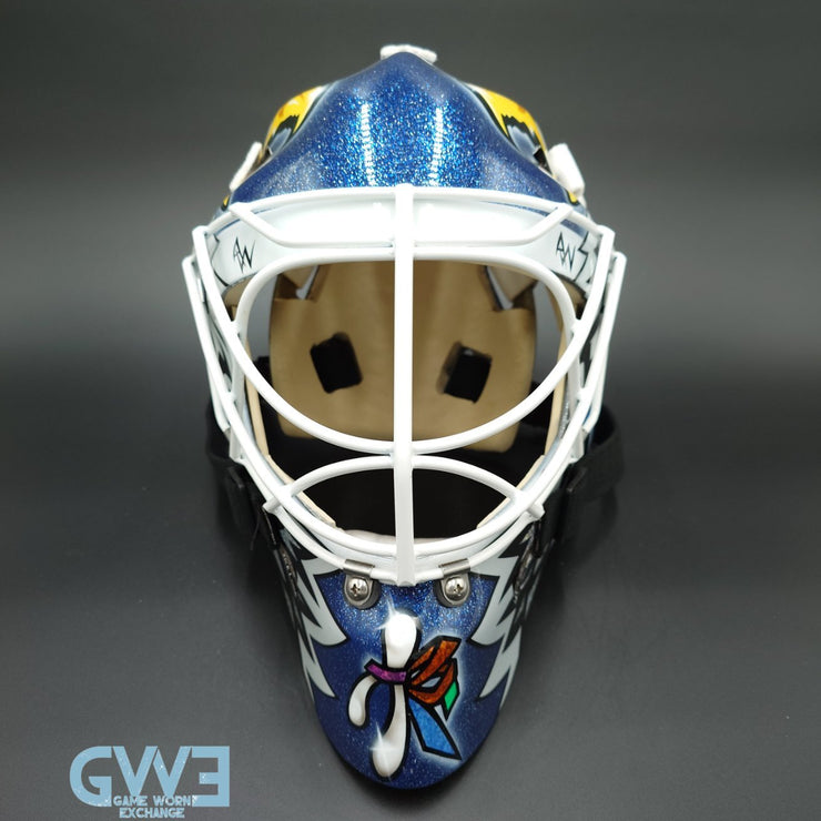 Ed Belfour Goalie Mask Game Issued Toronto 2005-06 Maple Leafs Painted on Warwick by Armor Graphics AS-03397
