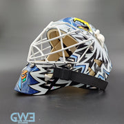 Ed Belfour Goalie Mask Game Issued Toronto 2005-06 Maple Leafs Painted on Warwick by Armor Graphics AS-03397