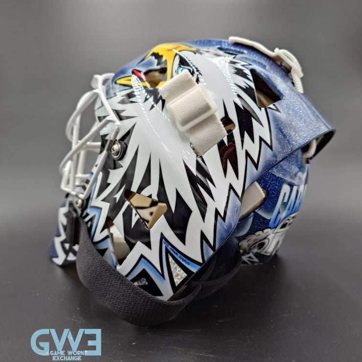 Ed Belfour Goalie Mask Game Issued Toronto 2005-06 Maple Leafs Painted on Warwick by Armor Graphics AS-03397