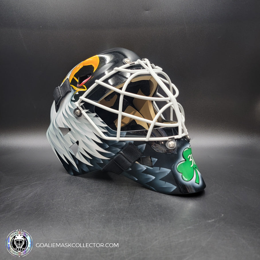 Ed Belfour Goalie Mask Unsigned Black Edition Chicago Tribute + Custom Artwork Four Leaf Clover