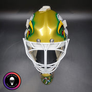 Ed Belfour Goalie Mask Unsigned Dallas Gold Yellow V1 CUP WINNING EDITION Simple Eagle Tribute