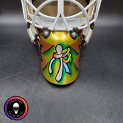 Ed Belfour Goalie Mask Unsigned Dallas Gold Yellow V1 CUP WINNING EDITION Simple Eagle Tribute