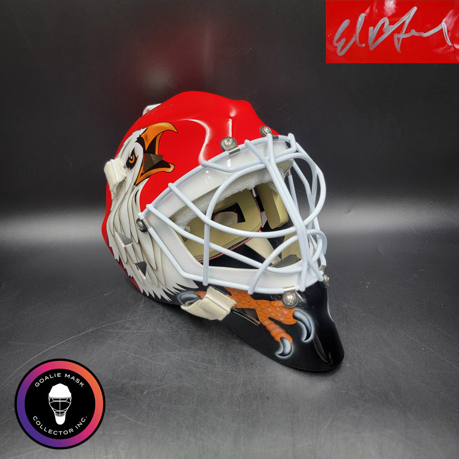 Ed Belfour Signed Goalie Mask Chicago Eagle OLD Claw Signature Edition. Goalie Mask Collector.
