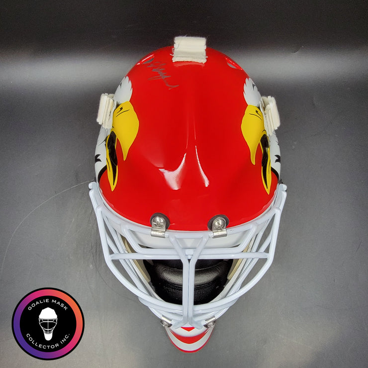 Ed Belfour Signed Goalie Mask Chicago Red Simple Eagle Classic Signature Edition Autographed Tribute